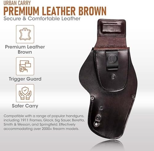 Urban Carry G3 LockLeather Colonel Gun Holster - Brown | Secure & Comfortable Leather/Polymer Hybrid Design for Ultimate Deep Concealment | Right Handed : Sports & Outdoors - Image 3